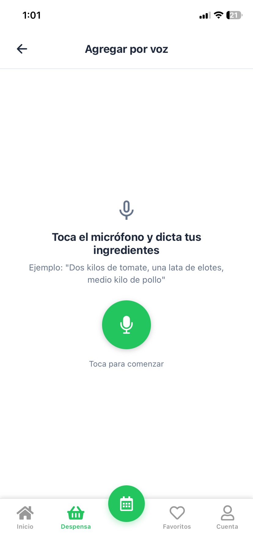 Agrega ingredientes con tu voz